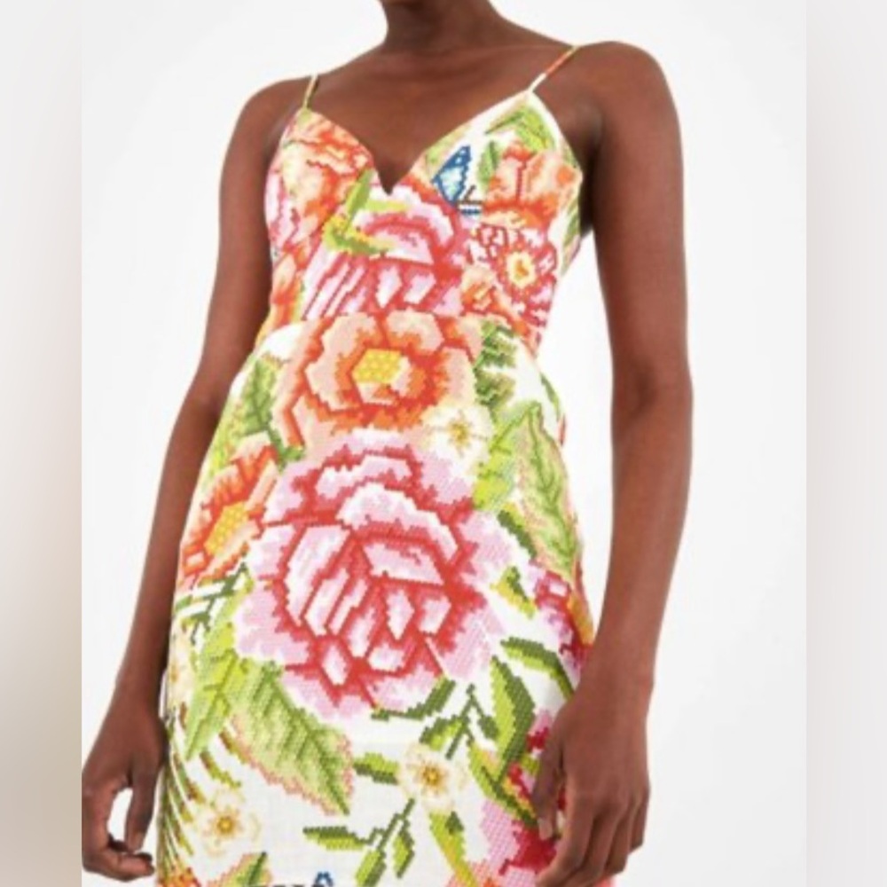 NWT Farm Rio “Vintage Floral” Print Linen Mini Dress Tropical Vacation
